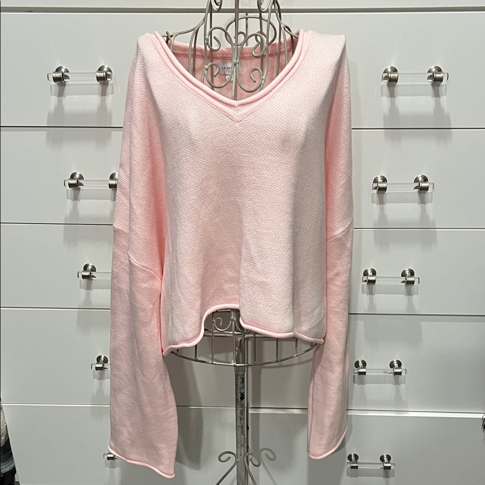 PacSun L.A. Hearts Cropped V-neck Pink Sweater, size L,